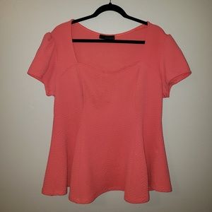 Coral Peplum Top
